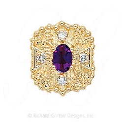 GS340 AMY/D - 14 Karat Gold Slide with Amethyst center and Diamond accents 